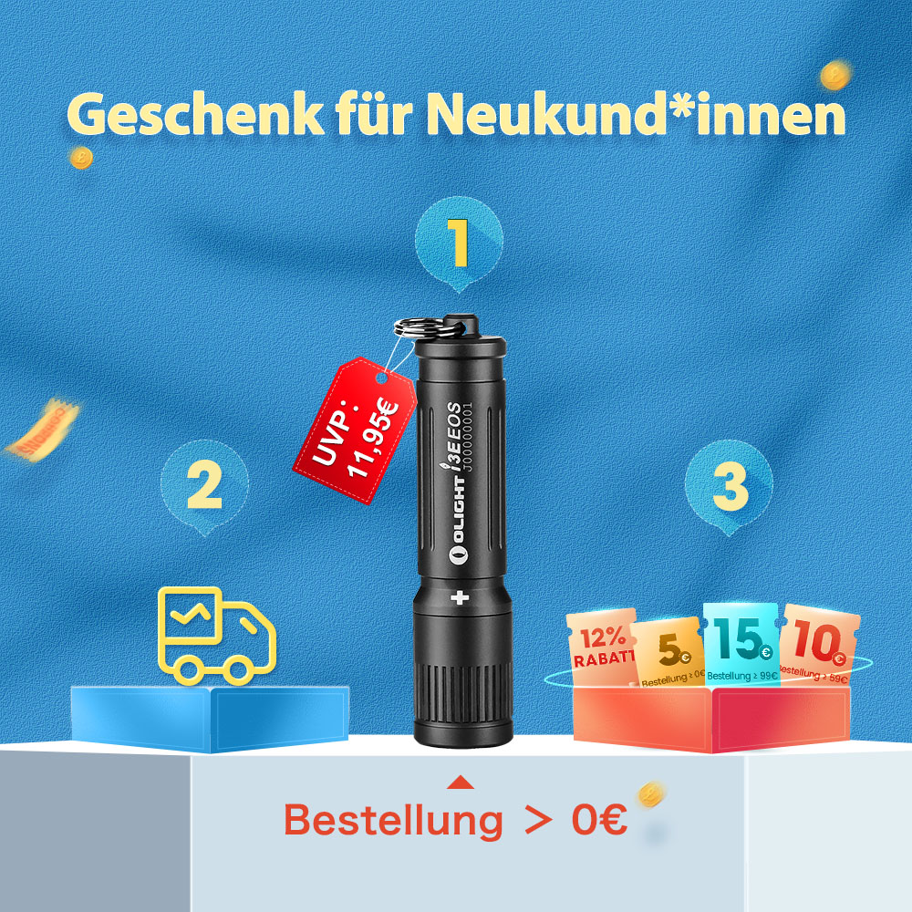 Olight 3E EOS Taschenlampe mit 11,95€ UVP als Geschenk für Neukunden bei Bestellung > 0€