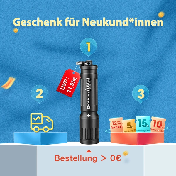 Olight 3E EOS Taschenlampe mit 11,95€ UVP als Geschenk für Neukunden bei Bestellung > 0€